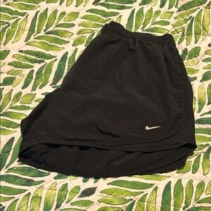 Nike Black Athletic Shorts with Small White Swoosh